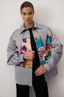 Giacca bomber in raso con zip