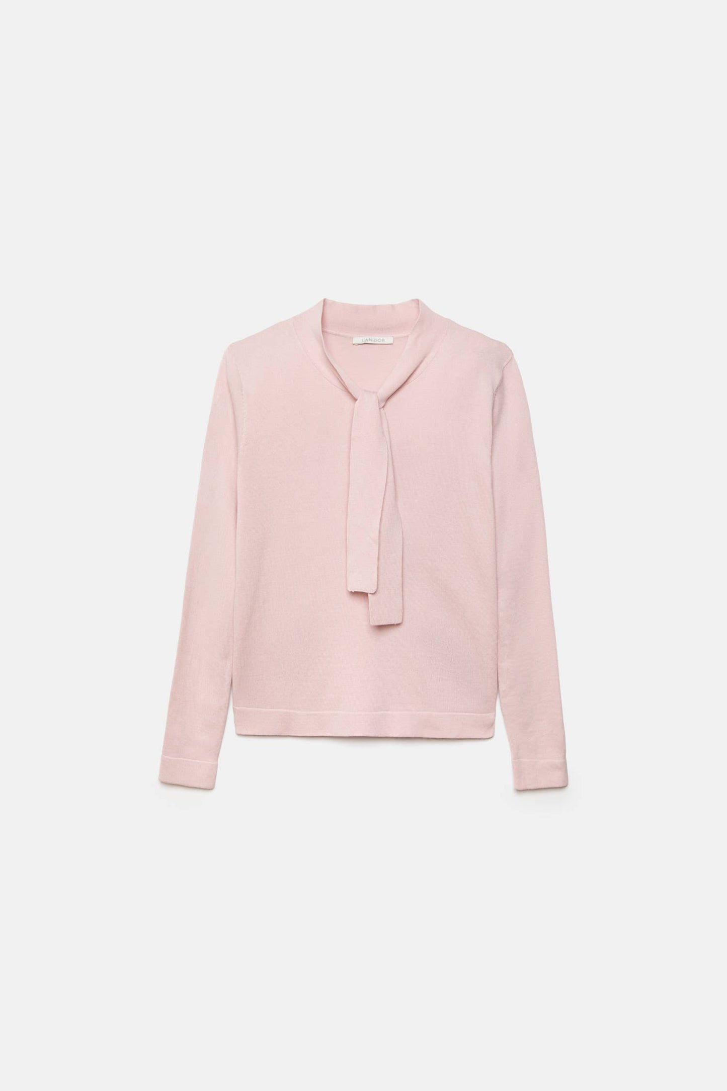 Maglione in maglia rasata con fiocco e scollo a V