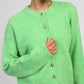 Cardigan corto in maglia verde con bottoni
