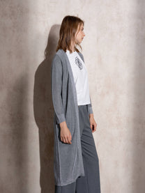 Cardigan lungo metallizzato da donna