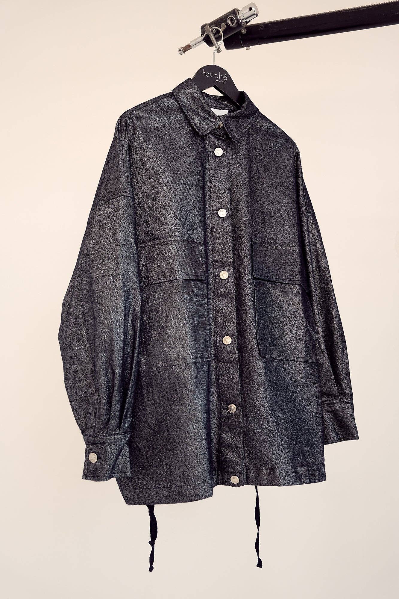 Giacca oversize in gabardine glitterata