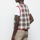 Gilet trapuntato tartan con scollo a V e laccio frontale