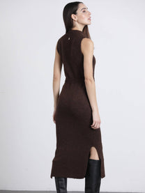 Abito midi in maglia a rete con cintura