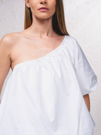 Blusa asimmetrica in popeline di cotone