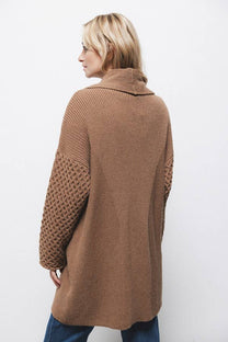 Cardigan in maglia strutturata con collo a imbuto