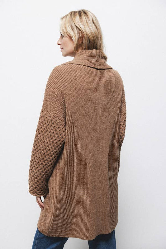 Cardigan in maglia strutturata con collo a imbuto