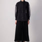Camicia in organza nera con maniche trasparenti
