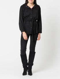 Blusa effetto camoscio con cintura