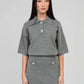 Maglione Norea grigio con colletto polo e bottoni gioiello