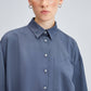 Camicia oversize in popeline misto cotone con bottoni