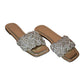 Sandali slider in PU oro con fascia gioiello