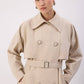 Trench cappotto doppiopetto con colletto dritto e cintura