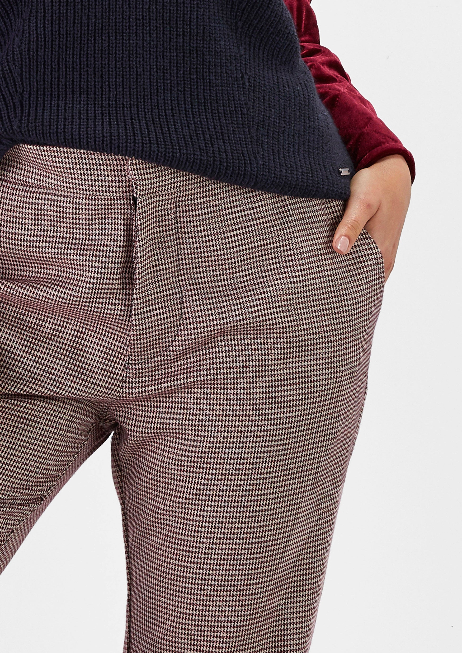 Pantaloni jacquard a fantasia micro pied-de-poule