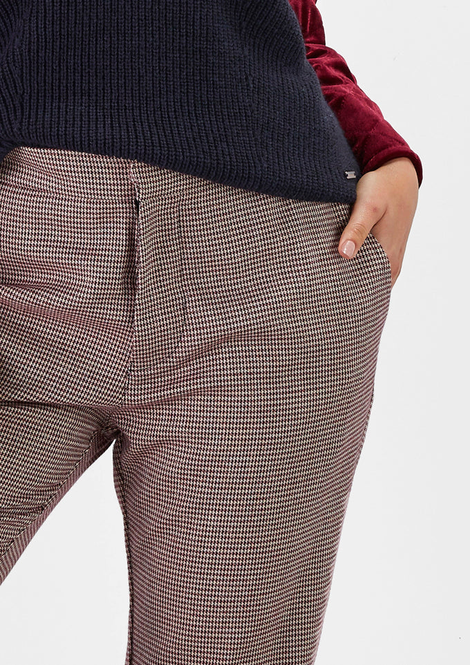 Pantaloni jacquard a fantasia micro pied-de-poule