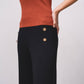 Pantaloni in maglia fine a coste con bottoni dorati