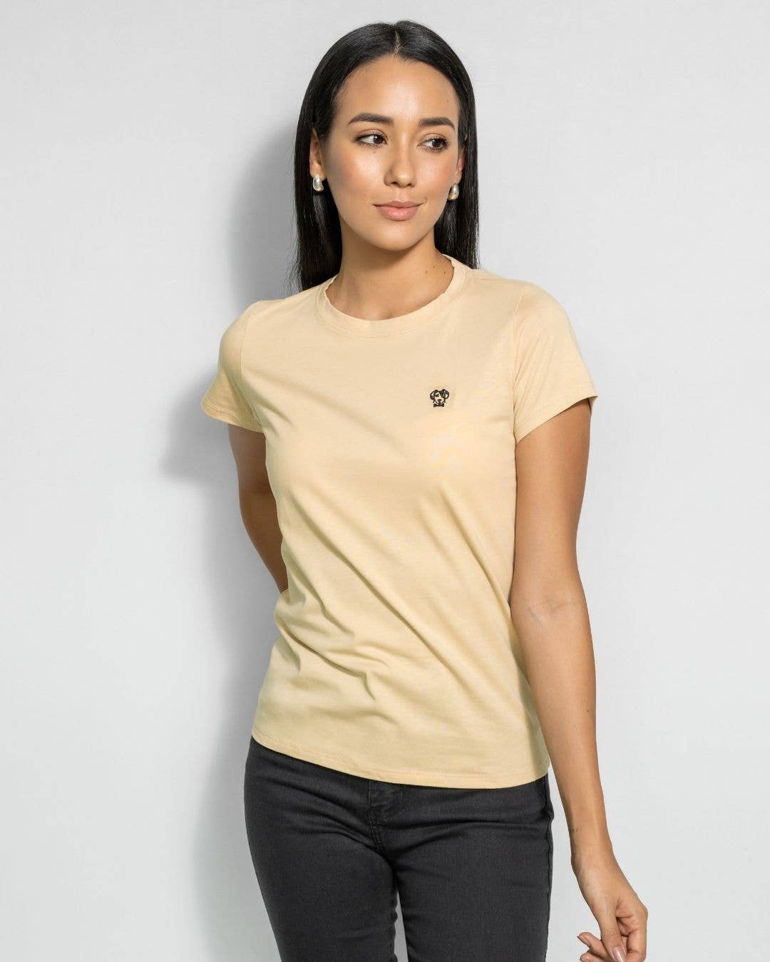 T-shirt donna beige antimacchia in cotone