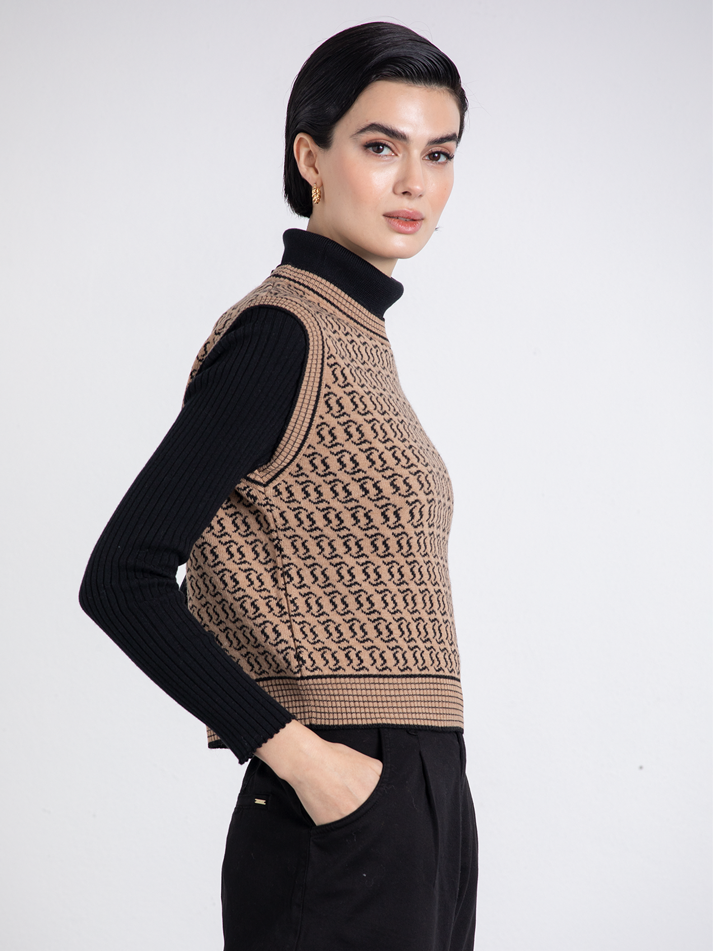 Gilet in maglia jacquard bicolor