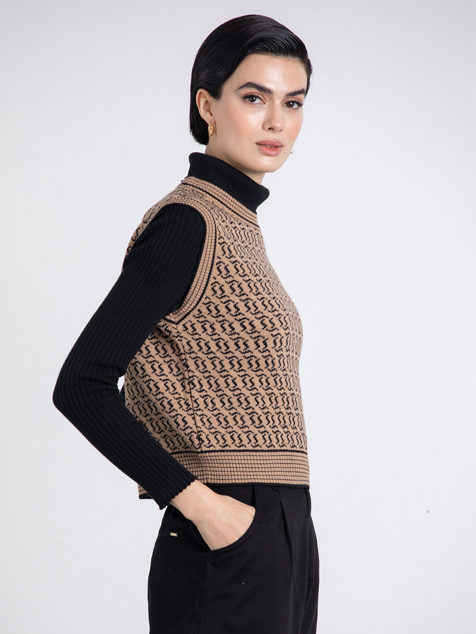 Gilet in maglia jacquard bicolor