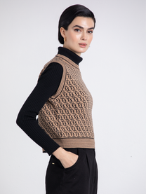 Gilet in maglia jacquard bicolor