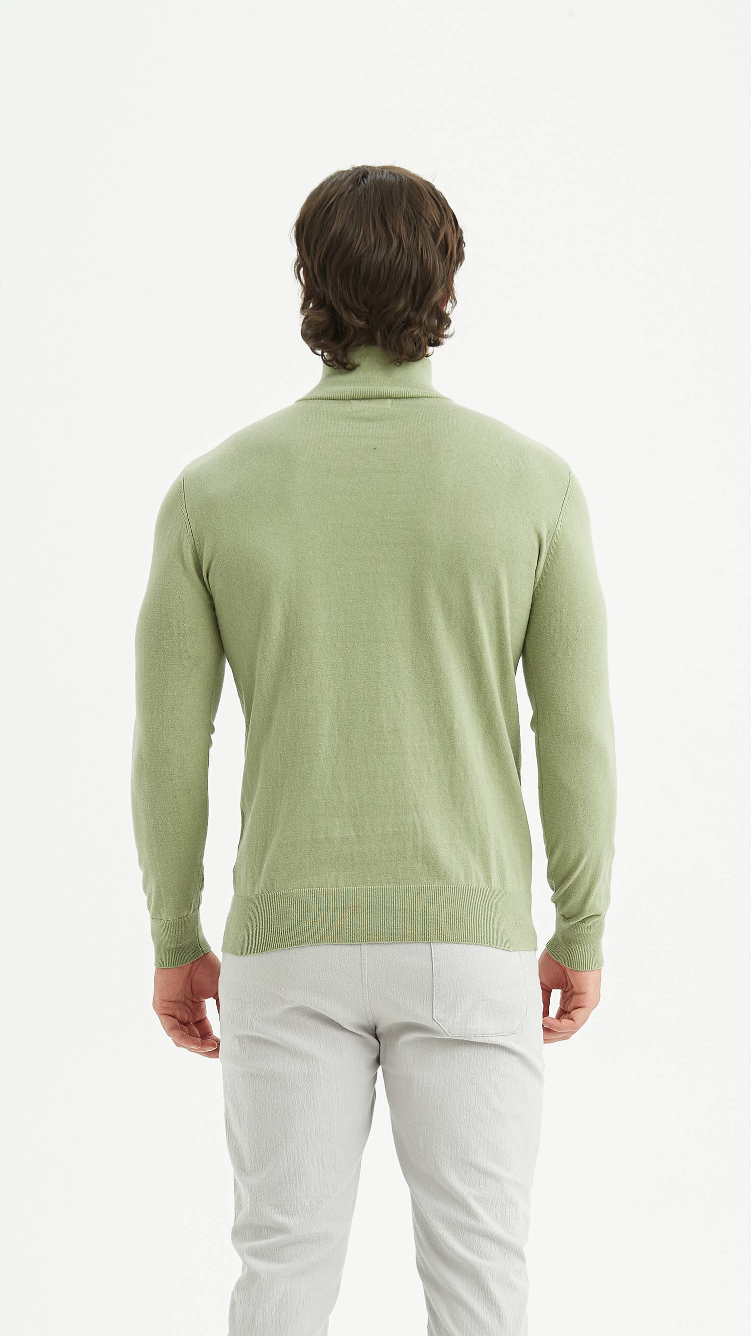 Maglione in cotone con collo camionista verde