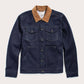Giacca trucker in denim scuro con colletto a contrasto