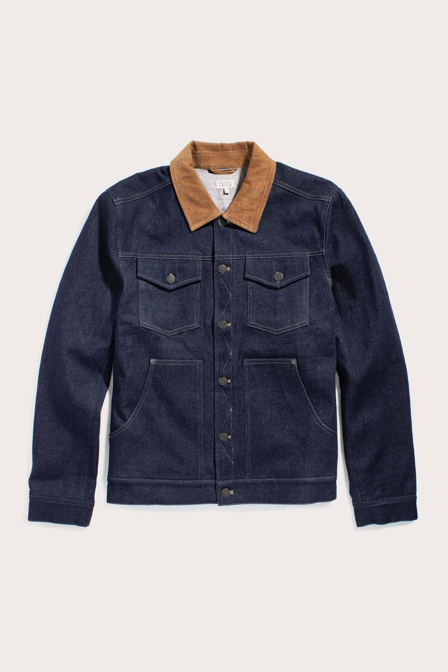 Giacca trucker in denim scuro con colletto a contrasto