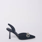 Sandali slingback con tacco a spillo e fiocco di strass