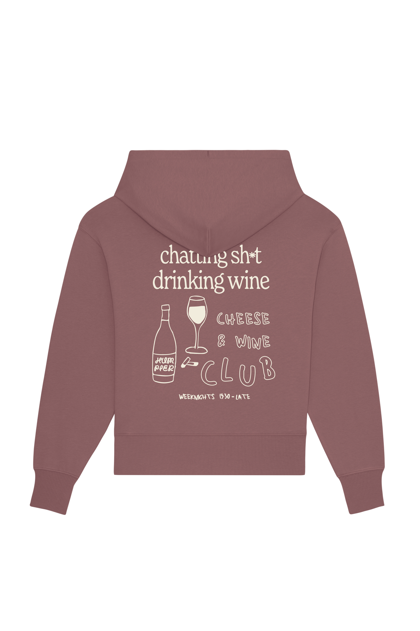 Felpa con cappuccio oversize con stampa Wine Club