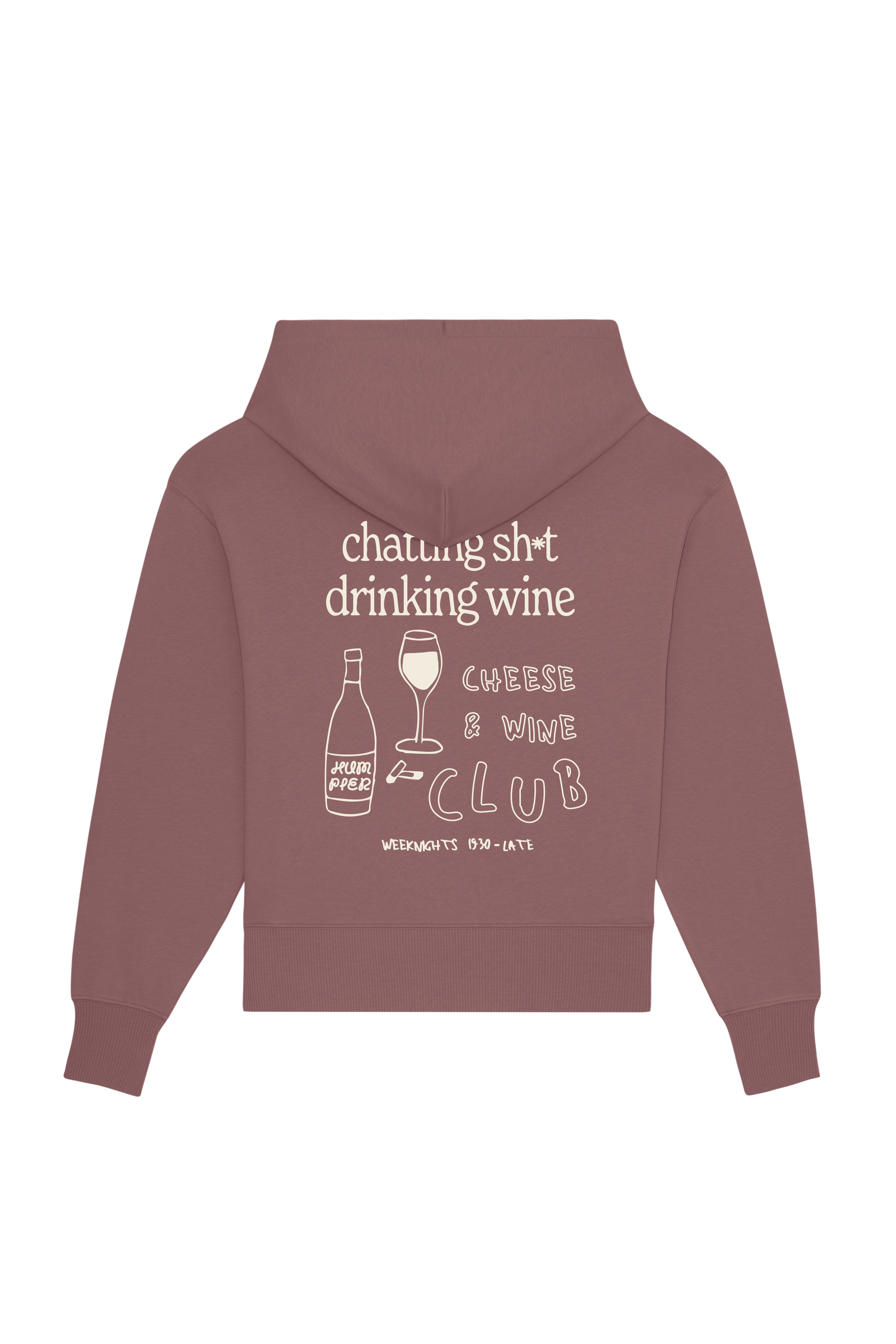 Felpa con cappuccio oversize con stampa Wine Club