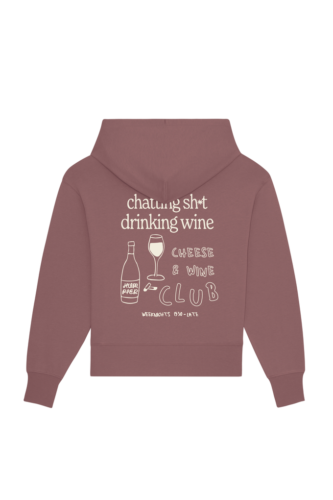 Felpa con cappuccio oversize con stampa Wine Club
