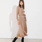 Vestito lungo da donna con stampa e cintura