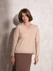 Maglione in maglia lurex con scollo a V