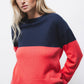 Maglione bicolore in maglia con finiture a coste