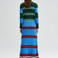 Abito lungo in maglia a righe multicolore