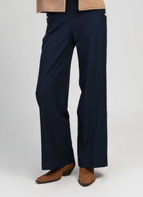 Pantaloni ampi vita alta blu navy Ponata