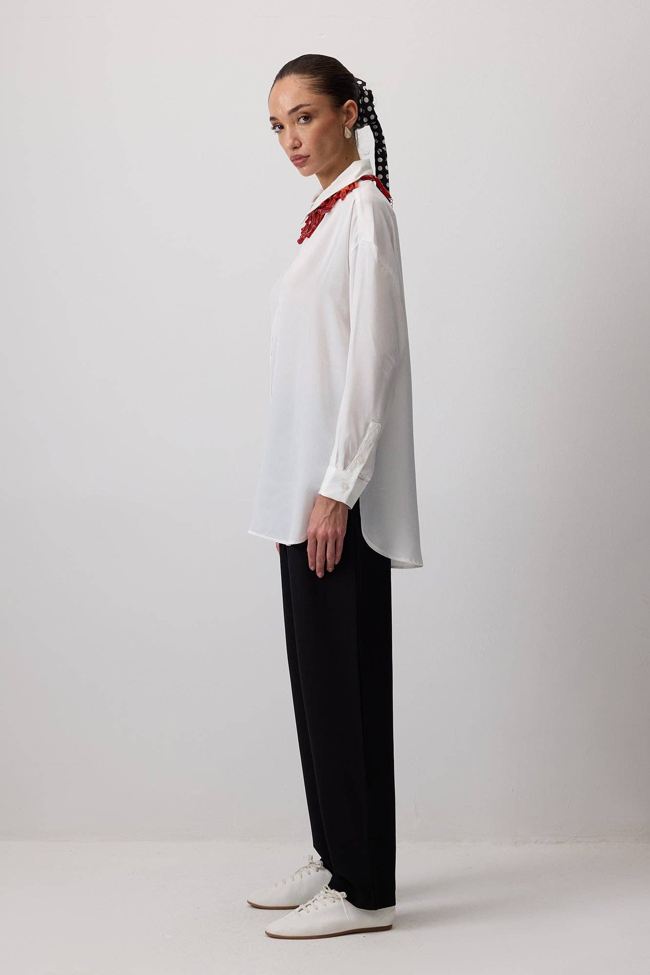 Camicia oversize in misto cotone bianca