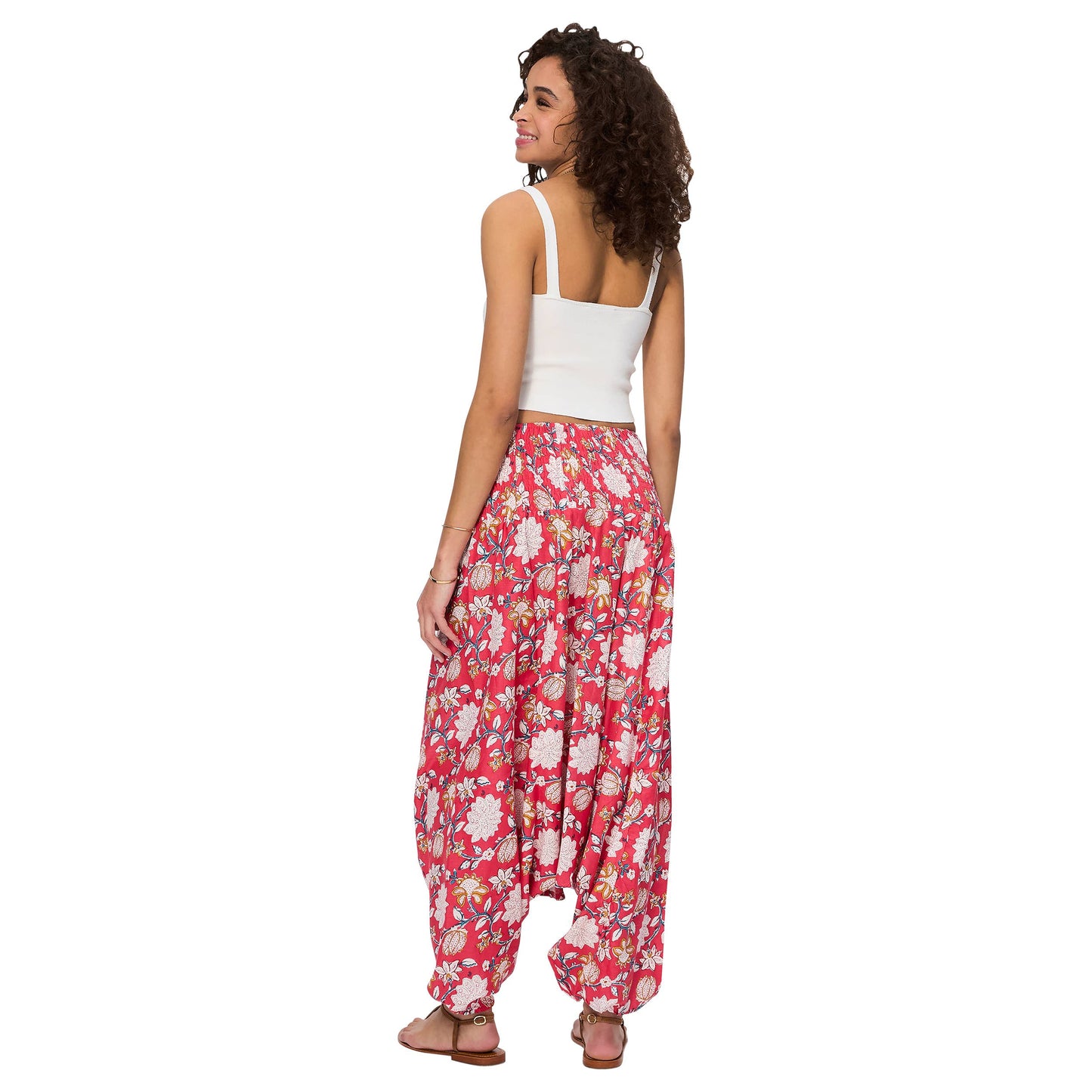 Pantaloni harem sarouel estivi 3 in 1 in cotone con stampa floreale