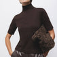 Maglione in maglia rasata con collo alto e maniche 3/4
