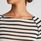 Maglia Amalie a righe marinare in lana e viscosa ecrù/nero