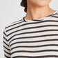 Maglia marinara in lana a righe ecru e grafite
