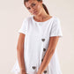 T-shirt bianca con cuori glitter