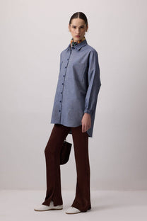 Camicia oversize blu navy da donna