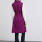 Gilet lungo con cintura viola