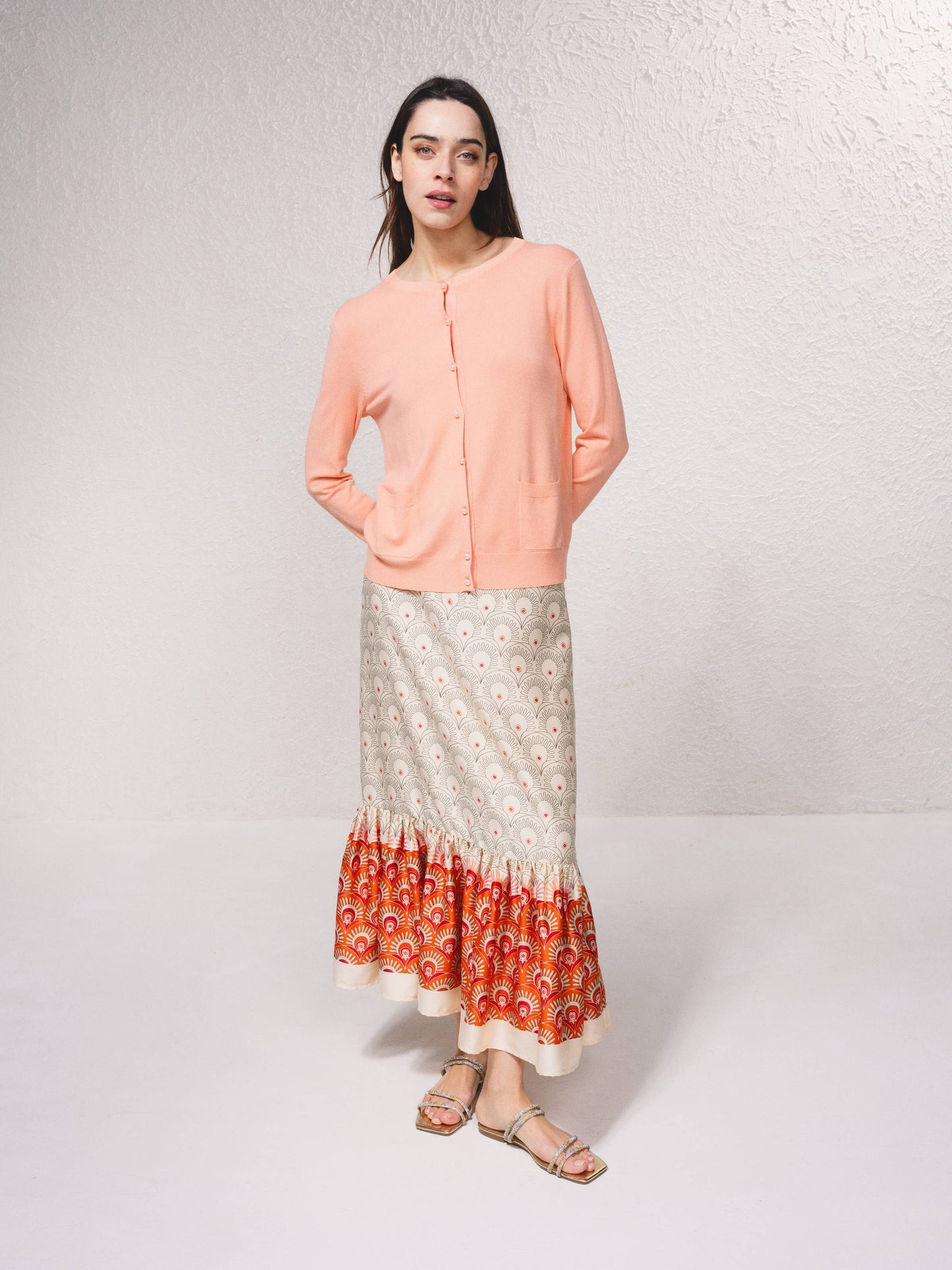 Cardigan in maglia con bottoni effetto perla