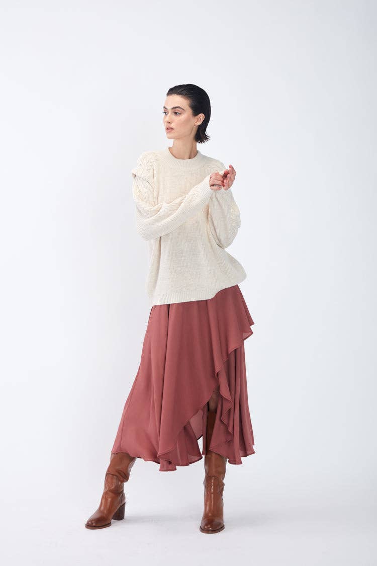 Gonna midi a balze fluida