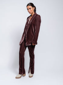 Blazer in velluto con collo a scialle