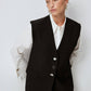 Gilet in crêpe nero con bottoni
