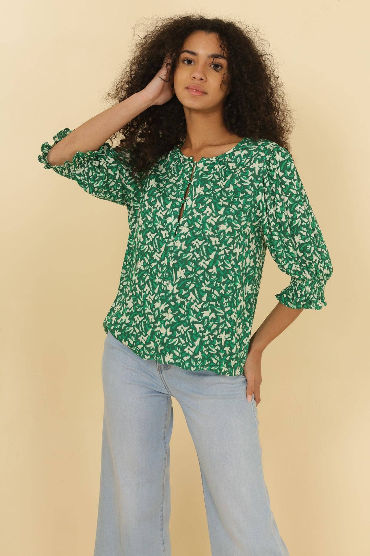Blusa Teddy stampata in viscosa