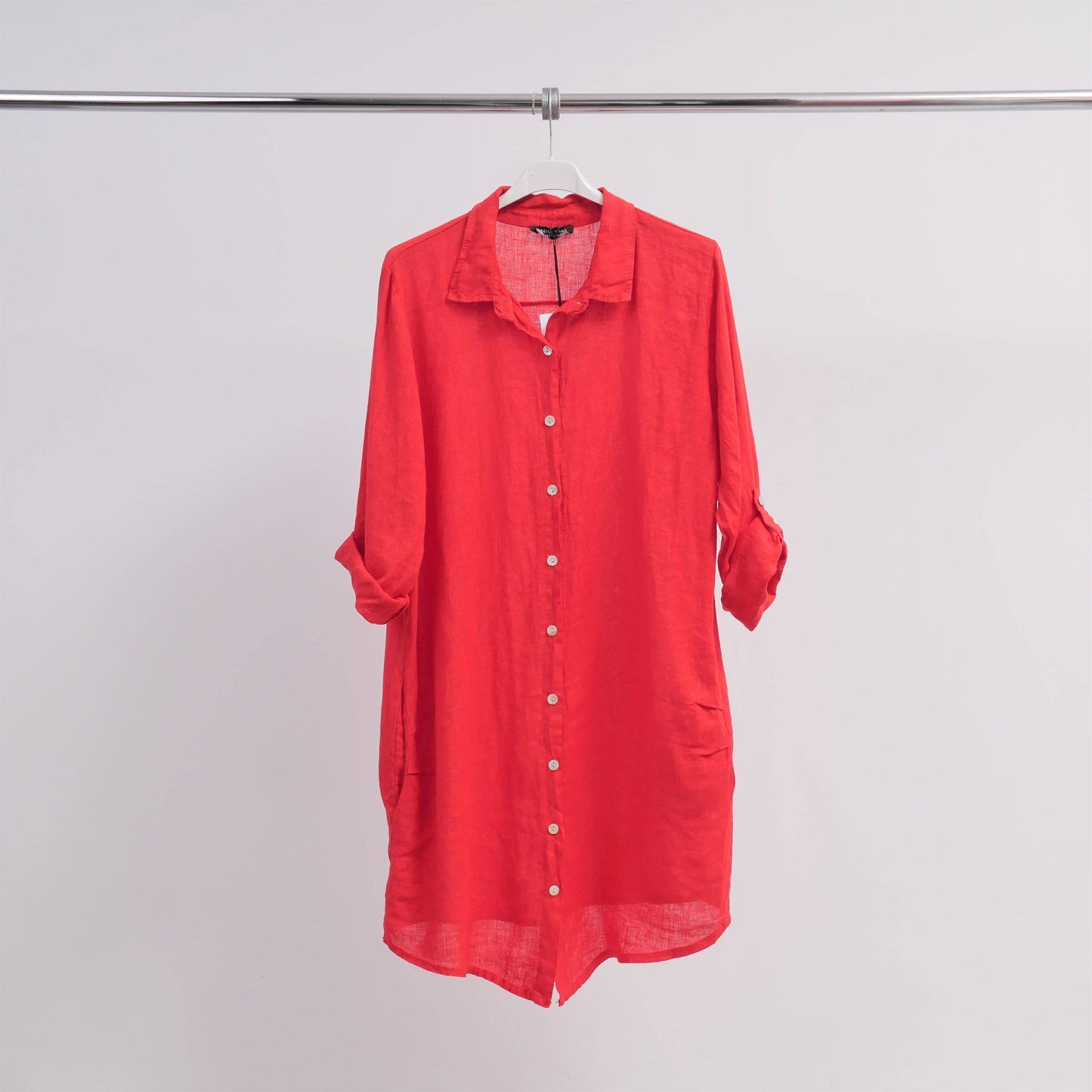 Abito camicia corto in lino