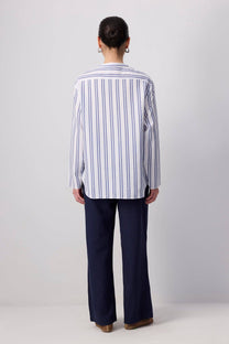 Camicia a righe con colletto alla coreana